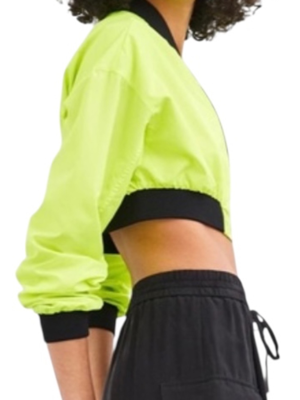 Zara Cropped Bomber Jacket - Lime/Neon Green Size S